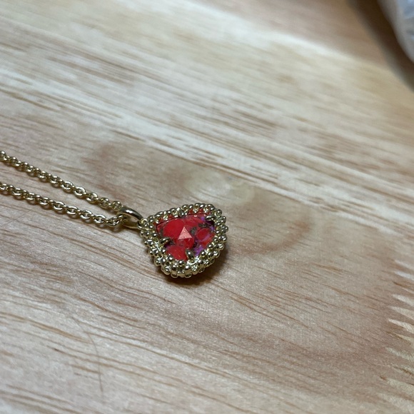 Kendra Scott Framed Kendall Gold Red Pendant Necklace - Picture 3 of 9